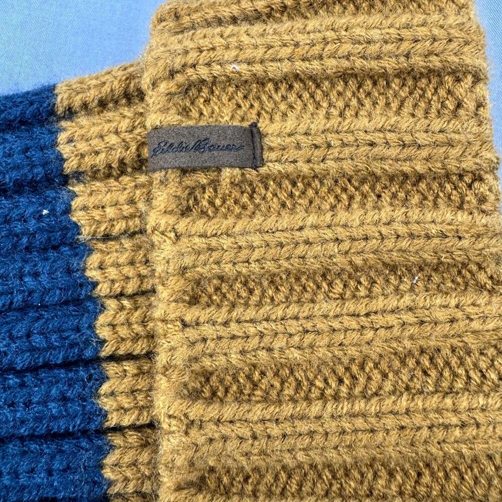 Eddie Bauer Two-Tone Knit Beanie - Mustard/Blue - Picture 5 of 6